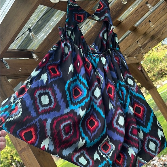 Roxy Medium Sun Dress Mini w/Back Cutouts Colorful Tribal or Geometric Print - Picture 11 of 14